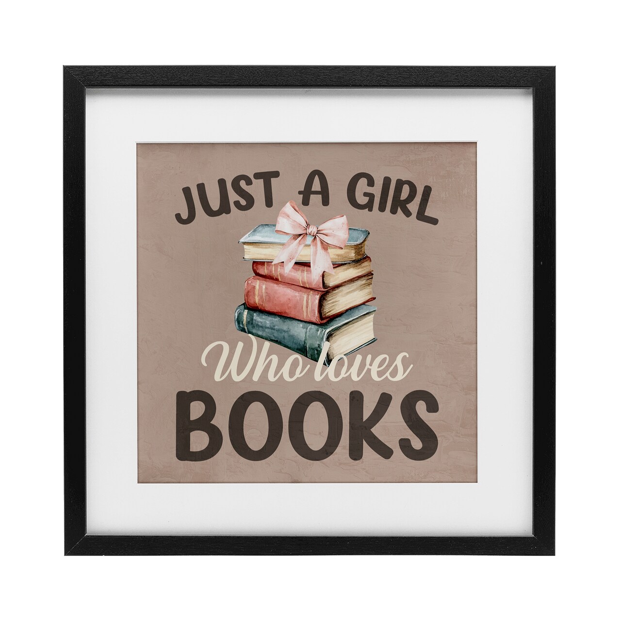 Stupell Industries Just A Girl Who Loves Books Framed Print Under Glass, design by Kim Allen